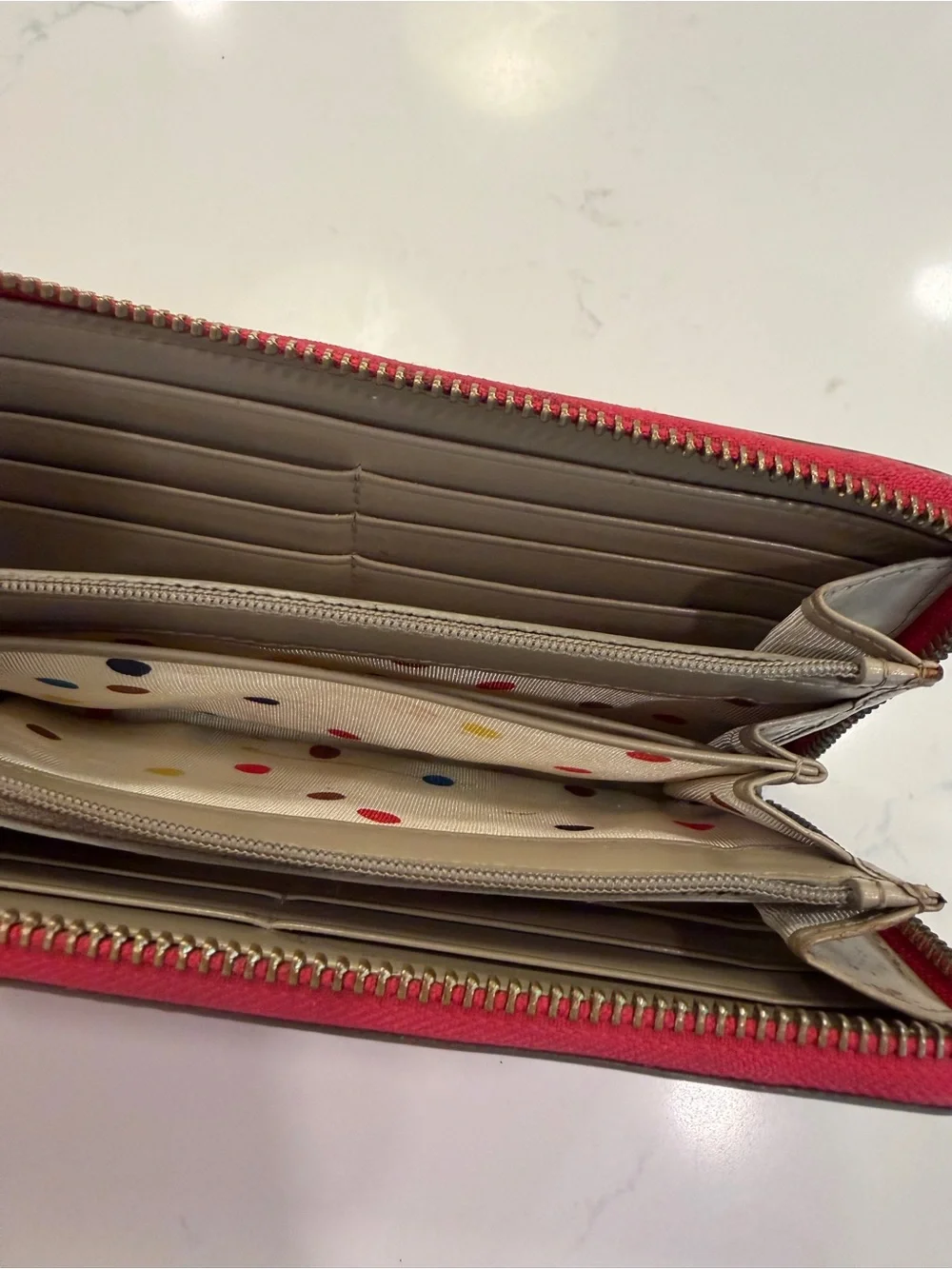 Kate Spade Hot Pink Leather Zip Wallet